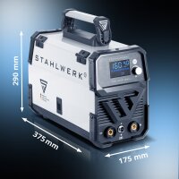 STAHLWERK FLUX 160 ST Digital welding machine with 160 A full equipment, synergic wire feed, lift TIG and MMA function for welding without shielding gas