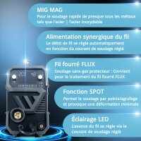 STAHLWERK Poste de soudage MIG MAG 200 ST Digital équipement complet Poste de soudage IGBT sous gaz protecteur | Inverter avec 200 A , fonction spot, dévidoir de fil synergique, FLUX et MMA | Fonction ARC
