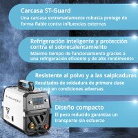 STAHLWERK Soldadora MIG MAG 200 ST Soldadora digital con blindaje de gas IGBT totalmente equipada | inversor con 200 A, función de punto, alimentación de hilo sinérgica, FLUX y MMA | función ARC