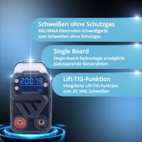 STAHLWERK Schwei&szlig;ger&auml;t ARC 200 MD Digital - DC Vollausstattung MMA | E-Hand | Lift-TIG Inverter mit 200 Ampere, Digital-Display, IGBT Technologie und Single-Board