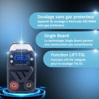 STAHLWERK Poste de soudage ARC 200 MD Digital - DC &eacute;quipement complet MMA | E-Hand | Lift-TIG Inverter avec 200 amp&egrave;res, &eacute;cran num&eacute;rique, technologie IGBT et carte unique