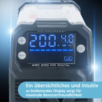 STAHLWERK Schwei&szlig;ger&auml;t ARC 200 MD Digital - DC Vollausstattung MMA | E-Hand | Lift-TIG Inverter mit 200 Ampere, Digital-Display, IGBT Technologie und Single-Board