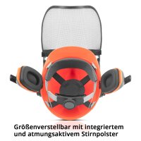 STAHLWERK FH-100 ST skovarbejderhjelm med visir og h&oslash;rev&aelig;rn EN397 EN352 EN1731 sikkerhedshjelm | sikkerhedshjelm | hovedbeskyttelse | arbejdshjelm med ansigtsbeskyttelse | PPE til landbrug, skovbrug og byggebranchen