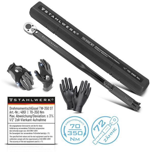 STAHLWERK torque wrench TW-350 ST 70-350 Nm 1/2" inch reversible ratchet | ratchet wrench | ratchet with micrometer scale