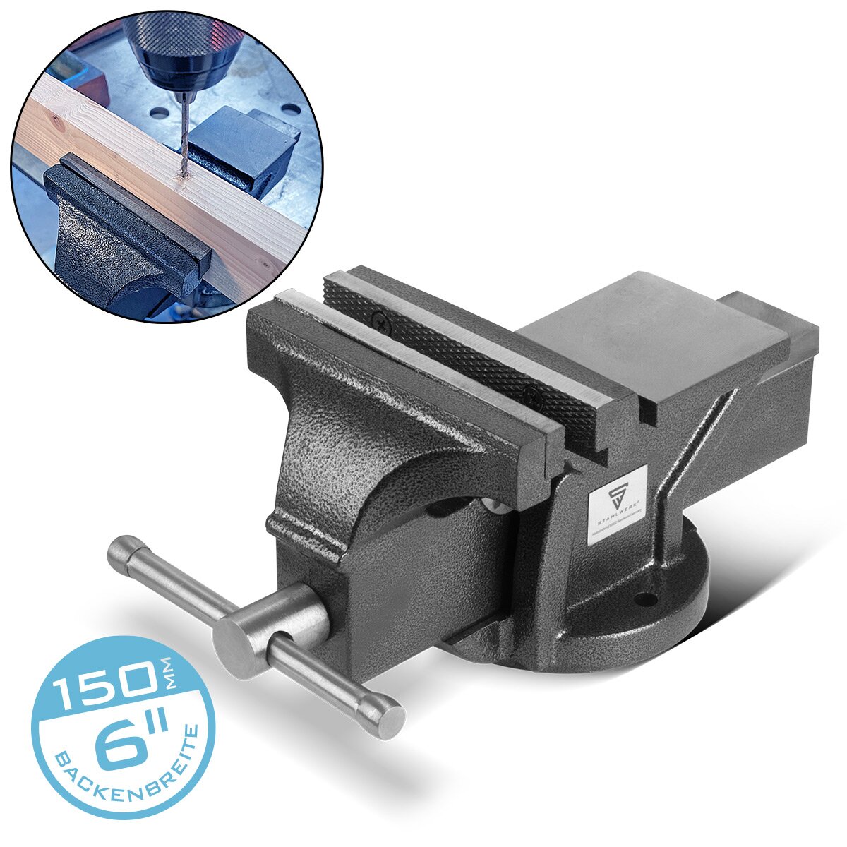 Étau Parallèle STAHLWERK FZ 76 ST - En Aluminium Chromé - Pour Atelier Ou Bricolage - Neuf