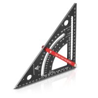 STAHLWERK Triangle dangle avec but&eacute;e rapporteur m&eacute;trique en aluminium | Triangle dangle avec but&eacute;e | Equerre de charpentier | Equerre multifonctionnelle pour mesurer, tracer, marquer et dessiner avec pr&eacute;cision
