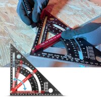 STAHLWERK hoekdriehoek met stop metrische aluminium gradenboog | stophoekdriehoek | timmermanshoek | multifunctionele hoek voor precies meten, graveren, markeren en tekenen