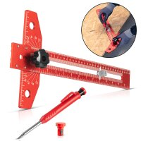 STAHLWERK angle marking ruler made of aluminum with stop...