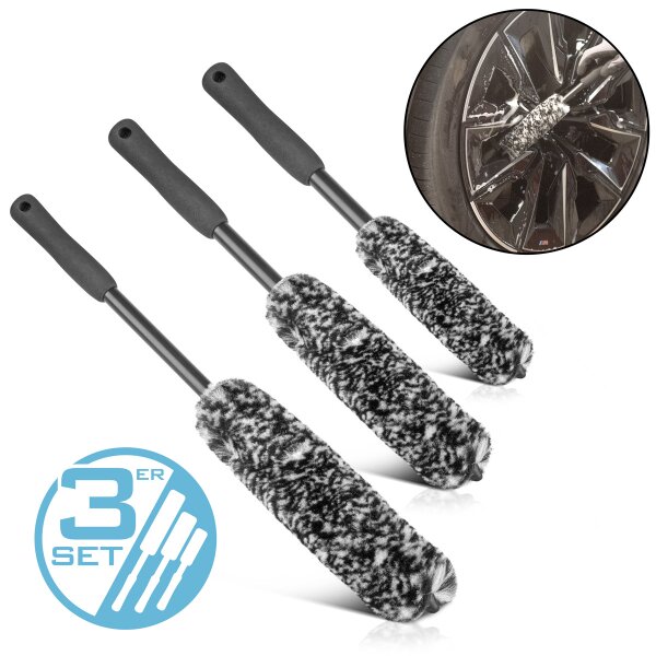 STAHLWERK Wheel Brush Set of 3 Car Cleaning Brush | Detailing Brush | Wheel Brush | Care Brush | Car Wash Brush | Универсальная щетка для очистки чувствительных поверхностей