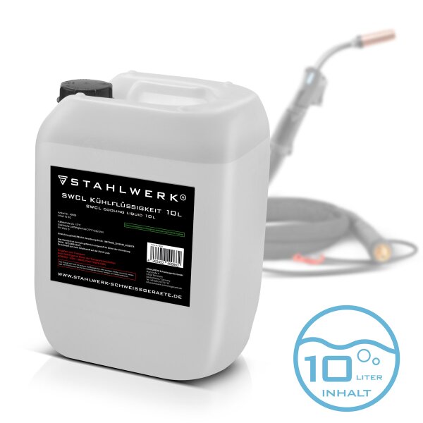 STAHLWERK Refrigerante SWCL Tanica da 10 l 25 µS/cm fino a -15°C Refrigerante | raffreddamento ad acqua | acqua di raffreddamento per refrigeratori dacqua e tubazioni raffreddate ad acqua