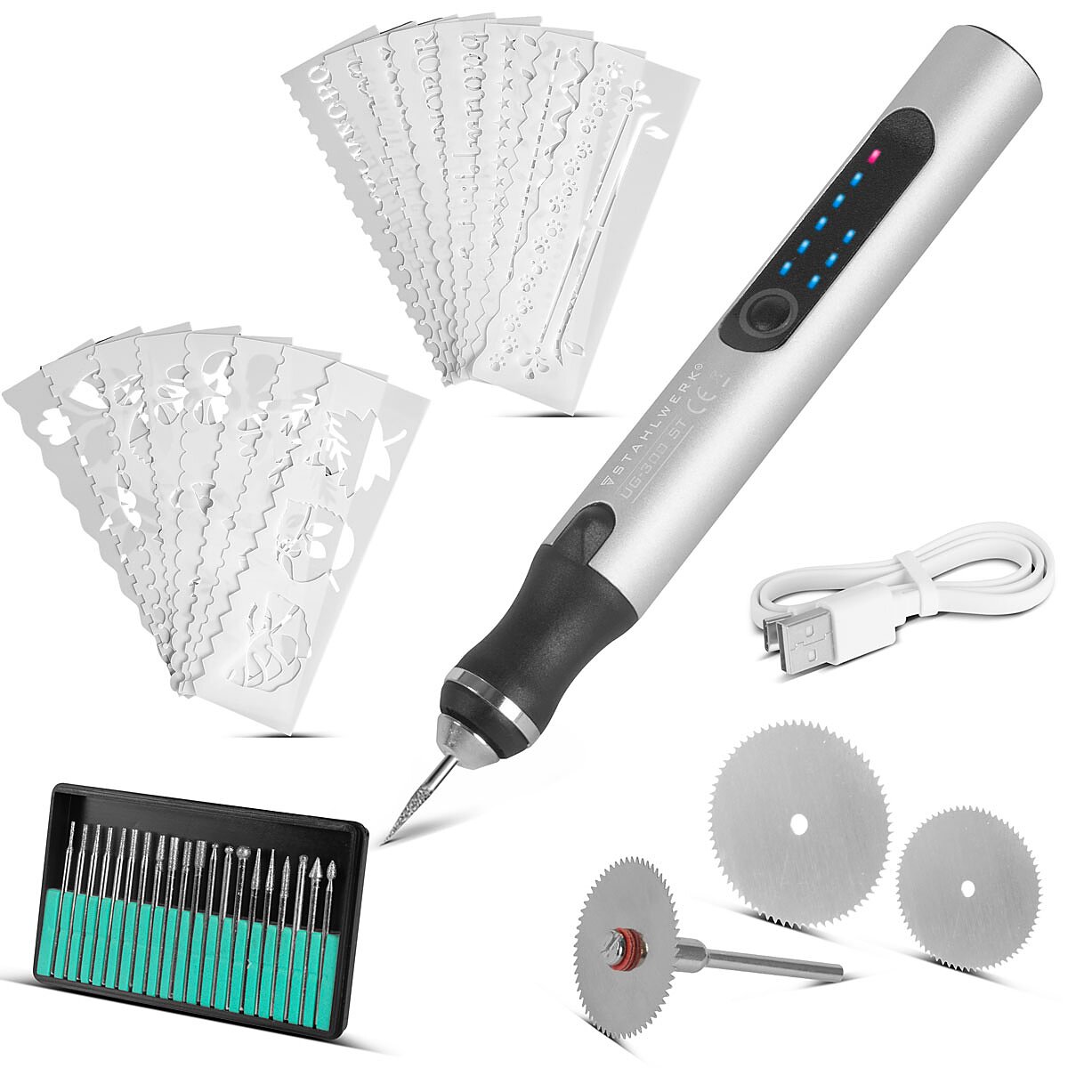 51-teiliger Gravierstift Set - USB Wiederaufladbar Bis 25.000 U/min Für Holz, Metall & Glas