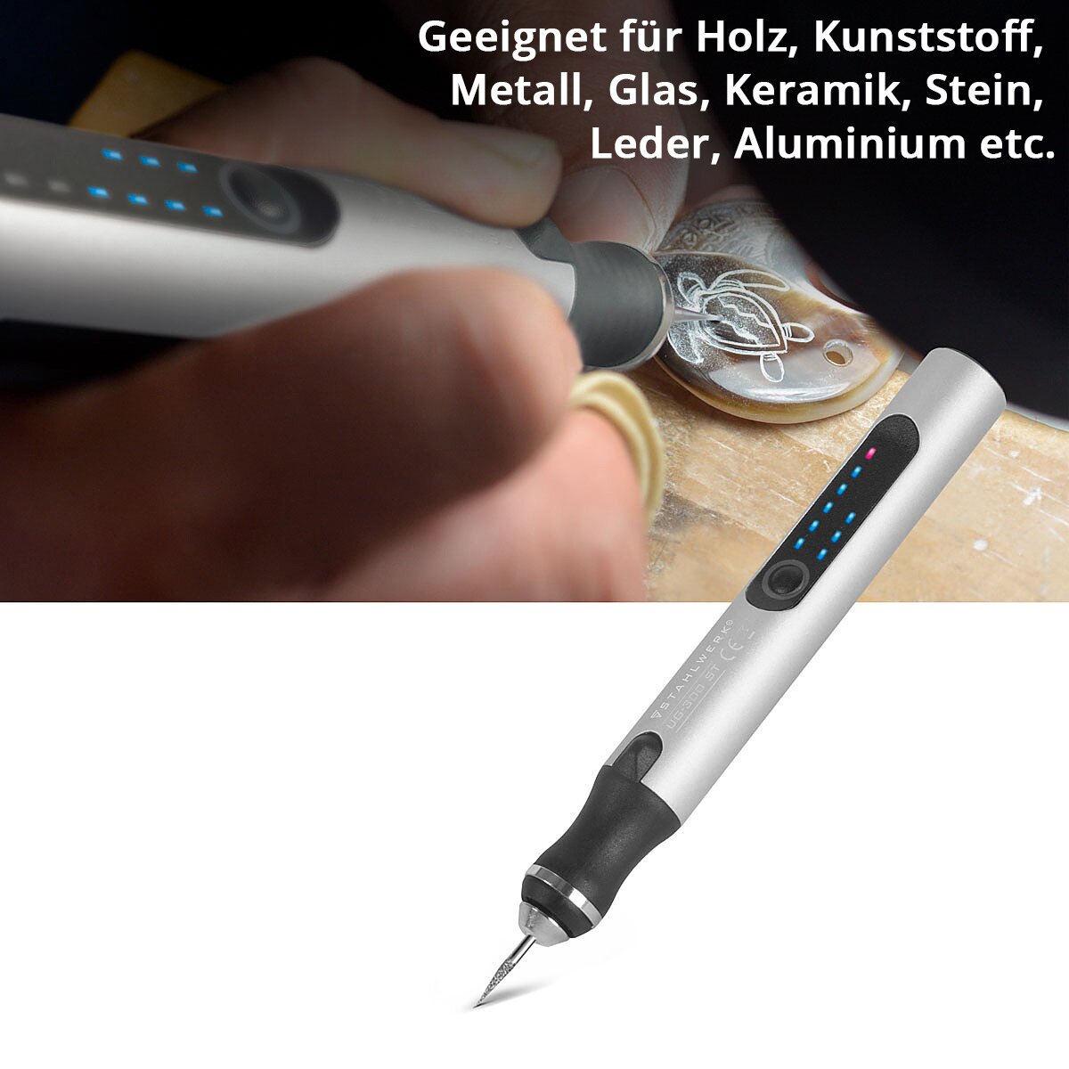 Elektrischer Gravierstift Kabellos - 96-teiliges Set Mit Aufsätzen | Gravur Werkzeug Für Metall/Holz/Glas
