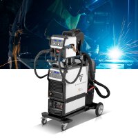 STAHLWERK Saldatrice industriale MIG MAG 350 DP completamente equipaggiata Inverter IGBT completamente sinergico, raffreddato ad acqua con 350 A e funzione spot, sistema di saldatura MIG MAG con