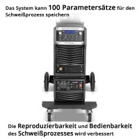 STAHLWERK Saldatrice industriale MIG MAG 350 DP completamente equipaggiata Inverter IGBT completamente sinergico, raffreddato ad acqua con 350 A e funzione spot, sistema di saldatura MIG MAG con