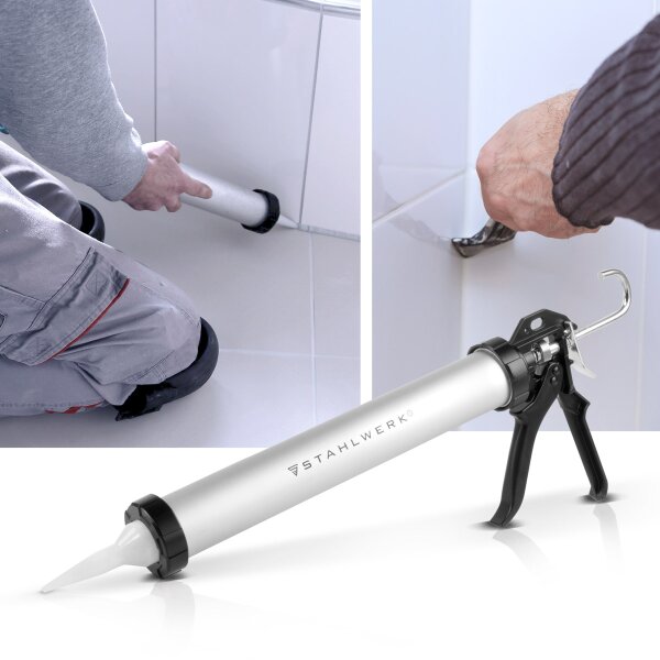 Pistolet à Cartouche En Aluminium 220mm - Presse Pour Silicone, Mastic, Colle