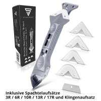 STAHLWERK Pistola per silicone  SP-600 ST con spatola per silicone 600 ml Pistola a cartuccia in alluminio | pistola a cartuccia con raschietto per silicone | raschietto per giunzioni