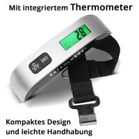 STAHLWERK Set med 2 digitala bagagev&aring;gar DG-50 ST upp till 50 kg Resev&aring;g | bagagev&aring;g | h&auml;ngande v&aring;g | fj&auml;derv&aring;g | dragv&aring;g | handv&aring;g | v&aring;g med integrerad termometer