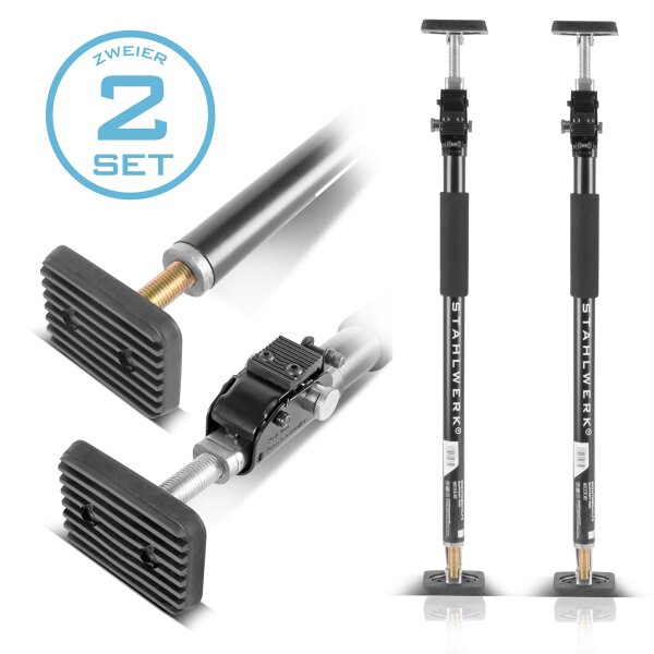 STAHLWERK asennustuki | rakennustuki MH-115 ST 2 kpl 66-115 cm, 40 kg kantavuus, tukeva ovipuristin | teleskooppituki | puristustuki | puristustuki