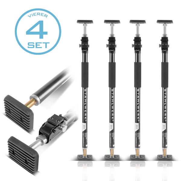 STAHLWERK asennustuki | rakennustuki MH-115 ST 4 kpl 66-115 cm, 40 kg kantavuus, tukeva ovipuristin | teleskooppituki | puristustuki | puristustuki