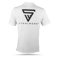 STAHLWERK Polotröja storlek L Vit Kortärmad polotröja med logotryck tillverkad av 100% bomull