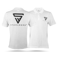 STAHLWERK Polo-Shirt Gr&ouml;&szlig;e XXL Wei&szlig; Kurzarm Polo-Hemd mit Logo-Print aus 100% Baumwolle
