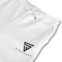 STAHLWERK Joggingbyxor vit storlek L Sportbyxor | joggers | träningsbyxor | sweatpants | sweatpants med logotryck tillverkade av 70% bomull och 30% polyester