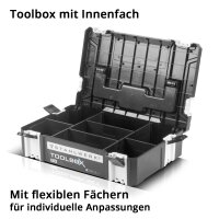 STAHLWERK Universal Toolbox with inner compartment size S 443 x 310 x 128 mm stackable system box | tool box | tool organizer in modular system made of heavy-duty ABS plastic with carrying handle