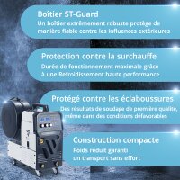 STAHLWERK Poste de soudage MIG MAG 270 Puls Pro | Poste de soudage 4 en 1 sous gaz protecteur avec fonction puls&eacute;e | 270 A, d&eacute;vidoir de fil synergique, entra&icirc;nement &agrave; 4 galets, lift TIG et MMA | Fonction ARC