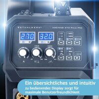 STAHLWERK Schwei&szlig;ger&auml;t MIG MAG 270 Puls Pro | 4-in-1 Schutzgas-Schwei&szlig;ger&auml;t mit Pulsfunktion | 270 A, synergischem Drahtvorschub, 4-Rollen-Antrieb, Lift TIG und MMA | ARC Funktion