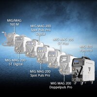 STAHLWERK Poste de soudage MIG MAG 270 Puls Pro | Poste de soudage 4 en 1 sous gaz protecteur avec fonction puls&eacute;e | 270 A, d&eacute;vidoir de fil synergique, entra&icirc;nement &agrave; 4 galets, lift TIG et MMA | Fonction ARC