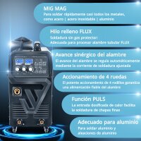 STAHLWERK Soldadora  MIG 270 Puls Pro | Soldadora de gas 4 en 1 con funci&oacute;n de pulsos, antorcha de aluminio AK25/MB25 y juego de piezas de desgaste para soldadura de aluminio | Inversor con 270 A