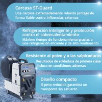 STAHLWERK Soldadora  MIG 270 Puls Pro | Soldadora de gas 4 en 1 con funci&oacute;n de pulsos, antorcha de aluminio AK25/MB25 y juego de piezas de desgaste para soldadura de aluminio | Inversor con 270 A