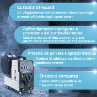 STAHLWERK Saldatrice MIG 270 Puls Pro completamente equipaggiata | Saldatrice a gas 4 in 1 con funzione a impulsi | 270 A, avanzamento filo sinergico, adatta per alluminio, azionamento a 4 rulli, Lift