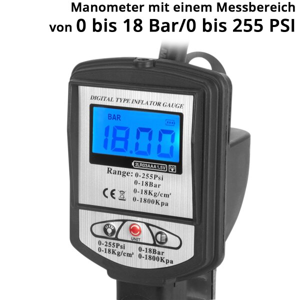 Benlasen, compressore d'Aria per Pneumatici con manometro da 220 psi
