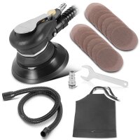 STAHLWERK Ponceuse excentrique pneumatique DES-125 ST avec 14 disques auto-agrippants quadrillés P60-P320 Ponceuse pneumatique avec plateau de ponçage 125 mm | Polisseuse avec système daspiration et