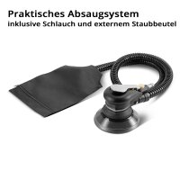 STAHLWERK Ponceuse excentrique pneumatique DES-125 ST avec 14 disques auto-agrippants quadrillés P60-P320 Ponceuse pneumatique avec plateau de ponçage 125 mm | Polisseuse avec système daspiration et