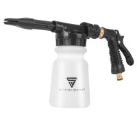 STAHLWERK RP-91 ST Pistola a schiuma per autolavaggio con contenitore rimovibile per il detergente in un set con spazzole per i dettagli e spugna per auto | pistola per la pulizia | detergente per auto