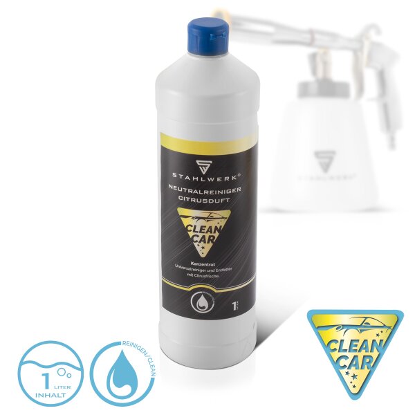 STAHLWERK universalrengöringskoncentrat med citrusdoft 1 liters flaska kraftfullt rengöringsmedel | rengöringsmedel | skumrengöringsmedel | allrengöringsmedel | rengöringskoncentrat