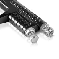 Set di pistole a spruzzo HVLP STAHLWERK SGS-1125 ST 21 pezzi con 3 pistole ad aria compressa, set di ugelli da 0,8 / 1,4 / 1,7 mm, 3 tazze di flusso, regolatore di pressione dellaria, valigetta in alluminio e molto altro Set di verniciatura professionale