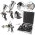 Set di pistole a spruzzo HVLP STAHLWERK SGS-1125 ST 21 pezzi con 3 pistole ad aria compressa, set di ugelli da 0,8 / 1,4 / 1,7 mm, 3 tazze di flusso, regolatore di pressione dellaria, valigetta in alluminio e molto altro Set di verniciatura professionale