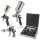 Set di pistole a spruzzo HVLP STAHLWERK SGS-1125 ST 21 pezzi con 3 pistole ad aria compressa, set di ugelli da 0,8 / 1,4 / 1,7 mm, 3 tazze di flusso, regolatore di pressione dellaria, valigetta in alluminio e molto altro Set di verniciatura professionale