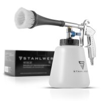 STAHLWERK professional compressed air cleaning gun RP-90 ST in a set with 1 liter universal cleaner, rim brushes and microfiber cloths, compressed air cleaner, interior cleaner