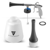 STAHLWERK professional compressed air cleaning gun RP-90 ST in a set with 1 liter universal cleaner, rim brushes and microfiber cloths, compressed air cleaner, interior cleaner