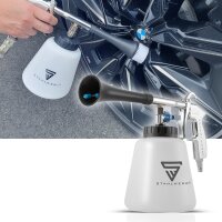 STAHLWERK professional compressed air cleaning gun RP-90 ST in a set with 1 liter universal cleaner, rim brushes and microfiber cloths, compressed air cleaner, interior cleaner