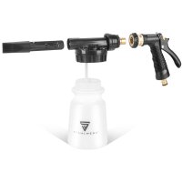 STAHLWERK RP-91 ST skumsprøjtepistol til bilvask med aftagelig beholder til rengøringsmiddel i et sæt med 1 liter universalrengøringsmiddel, detaljeringsbørster og bilsvamp