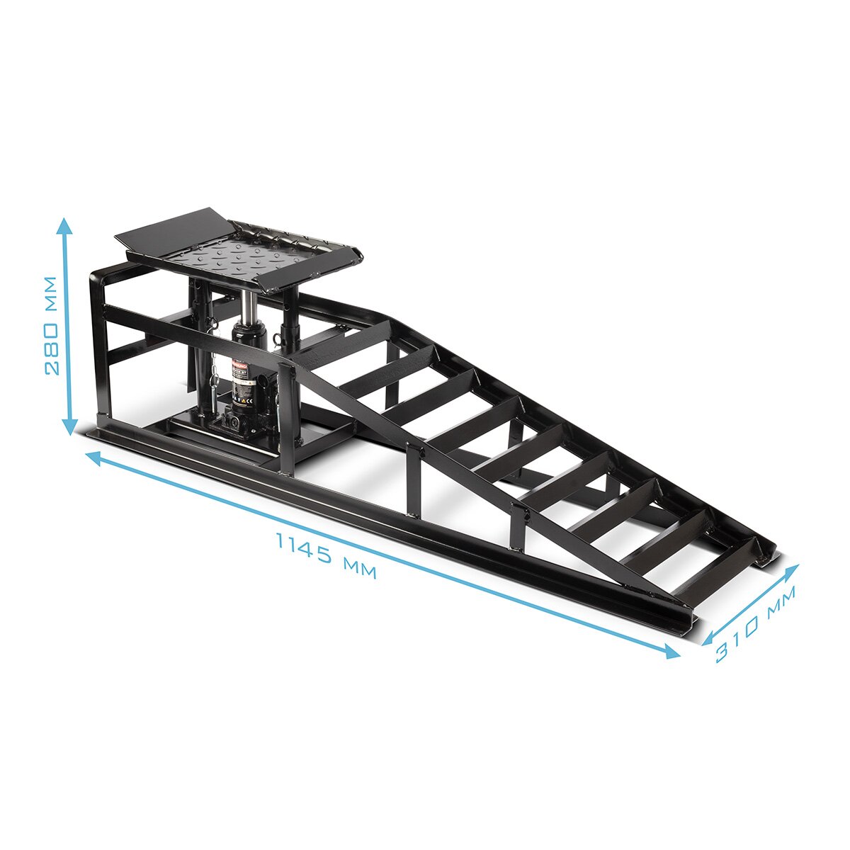 Cartrend 50156 Oprijplaat Voor Personenauto’s, Tot 225 Mm Hefbrug Voertuigoprijbok Hefplatform Met Bescherming Tegen Overrijding 2 Stuks