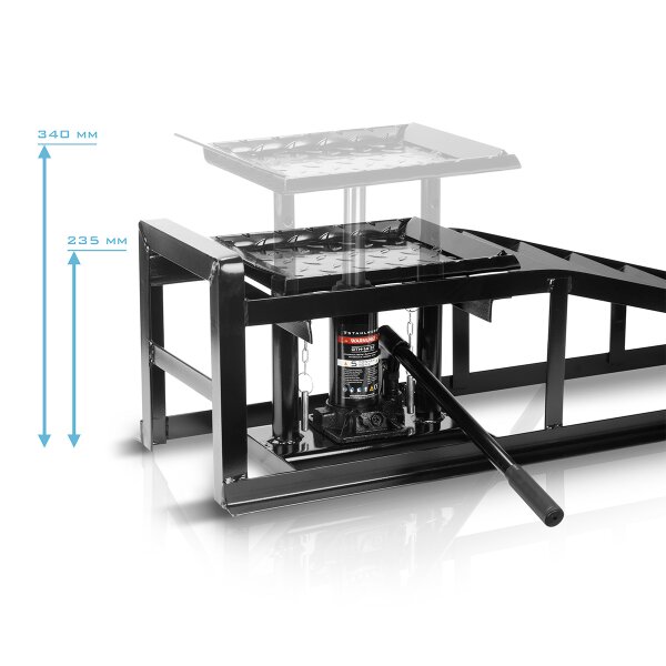 WERKTHOR Auffahrrampe Auto [2er Set] – Hydraulisch, Bis 4 Tonnen, Höhenverstellbar
