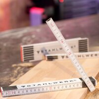 STAHLWERK Tommestok 2 meter præcis tommestok i træ | metermål | lineal | målebånd | tommestok med letlæselige metriske cifre