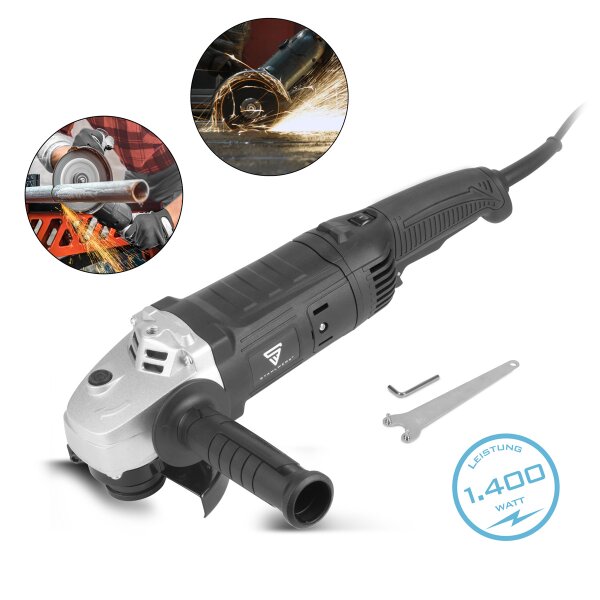 STAHLWERK angle grinder WS-1600 ST with 1,600 W and 3,000 - 8,500 rpm for 125 mm grinding and cutting discs electric cut-off grinder | cut-off cutter | grinding machine