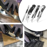 STAHLWERK Juego de 4 cuchillos con cuchillas de recambio Cuchillo profesional | cuchillo para alfombras | cuchillo de seguridad | cuchillo para paquetes | cúter para cajas